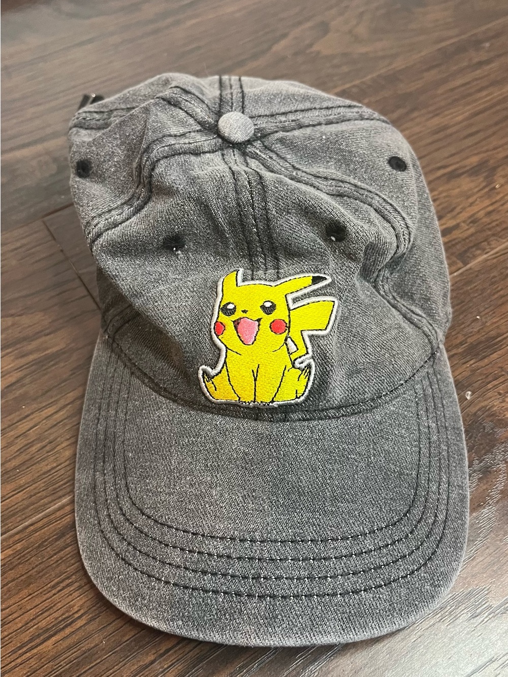 Pokemon Gray Hat with Yellow Pikachu Patch